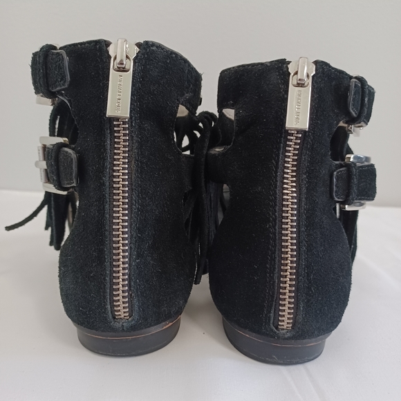 Michael kors bully suede fringe gladiator sandals zipper black women  size 81/2 - Picture 6 of 14